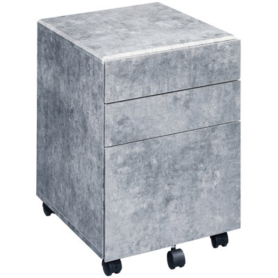 Stylish 3 Silver File Cabinet With Faux Concrete Ornament For Work Office Use In Decoration Productivity