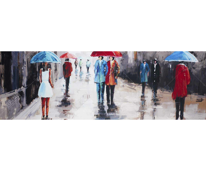 «People with Umbrellas in the Street» - Art sur toile de bureau