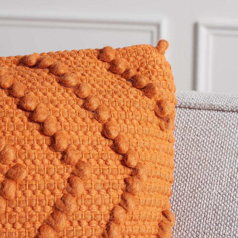 Scandinavian Orange Geometric Knit Decorative Pillow