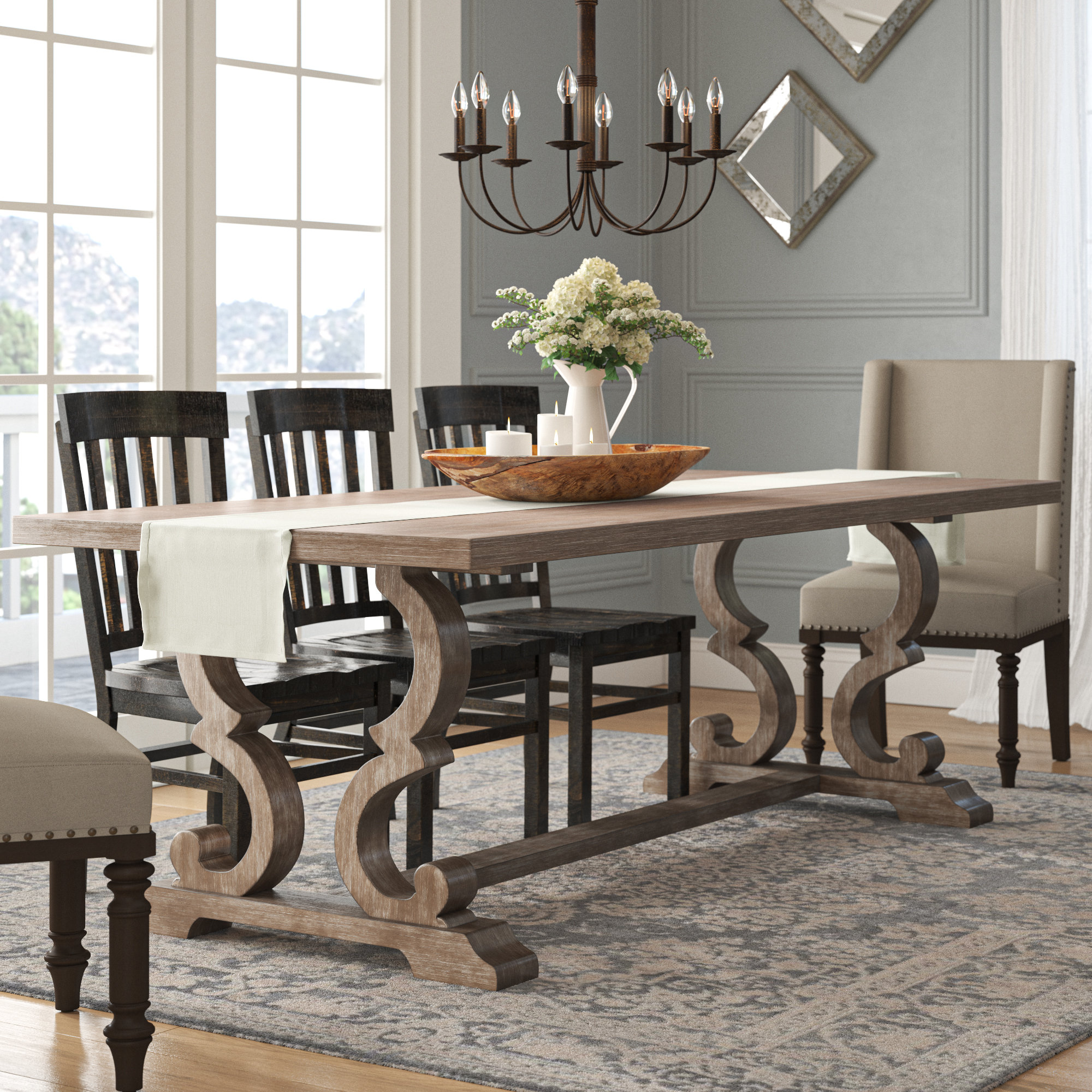 One Allium Way® Annora Extendable Trestle Dining Table & Reviews | Wayfair