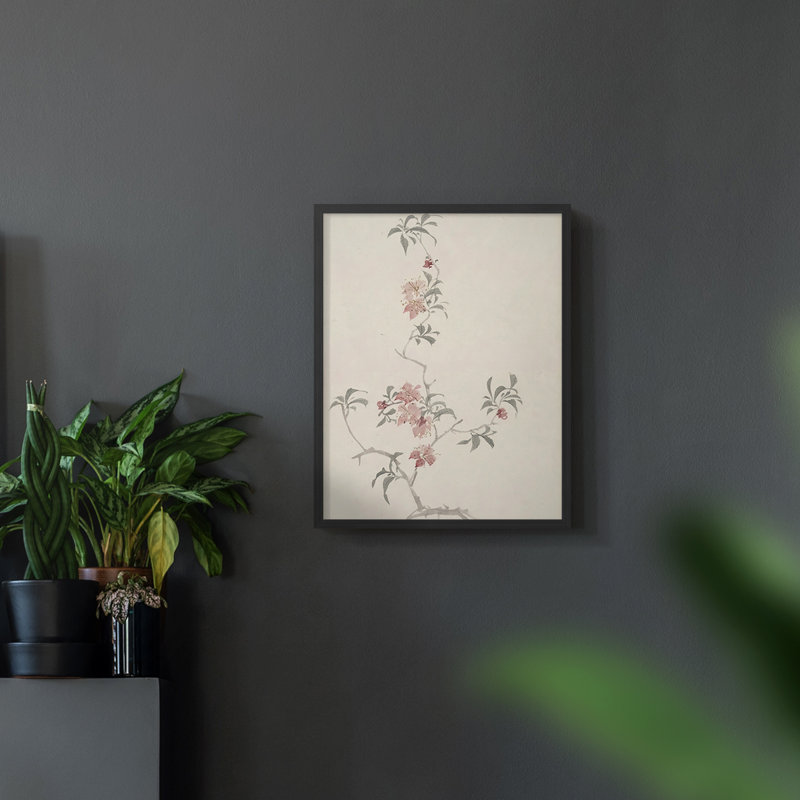 Floral rétro, Noir, H 14 po x l 11 po