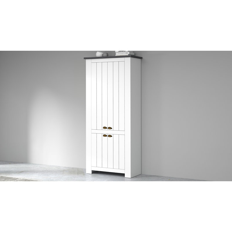 40 Pair Shoe Storage Cabinet, White/Grey