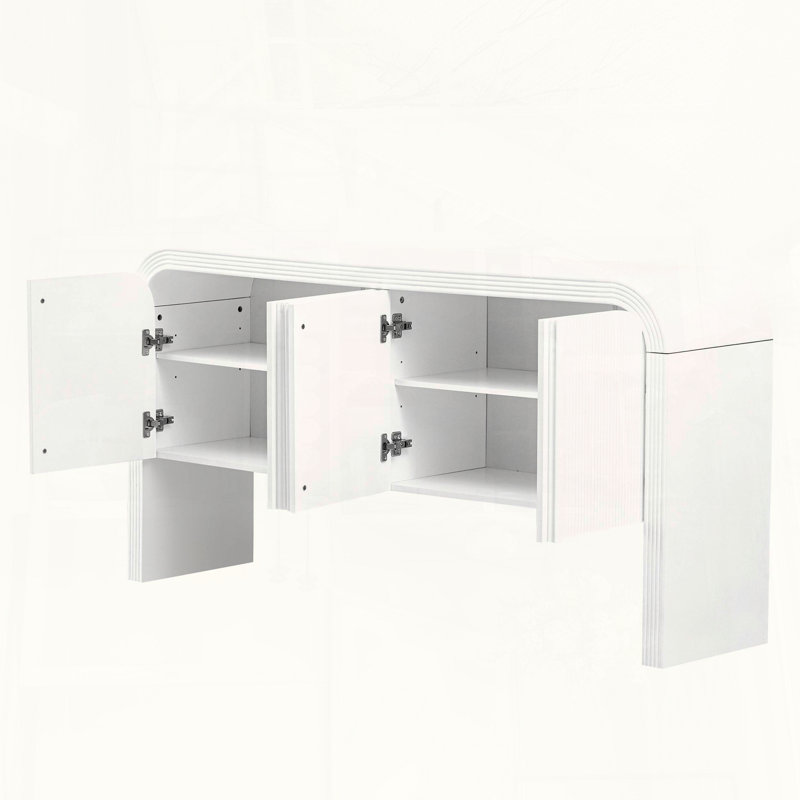 Console à vagues avec 4 portes et tablette réglable, White