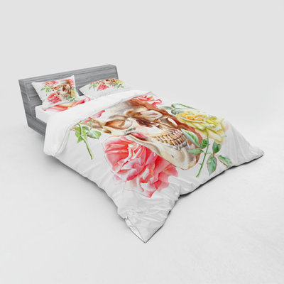 Ensemble de housse de couette d’art de style, "tête de vie avec roses" et« dead »