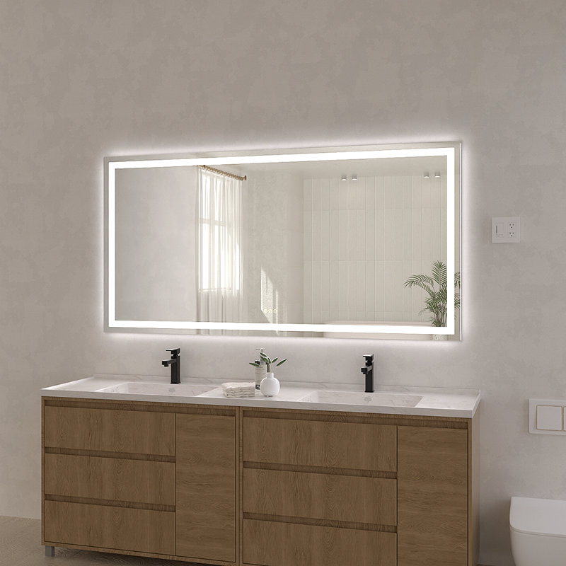 Swarm 72 in. W x 36 in. H Rectangular Frameless LED Wall Bathroom Vanity Mirror, 36" x 72"