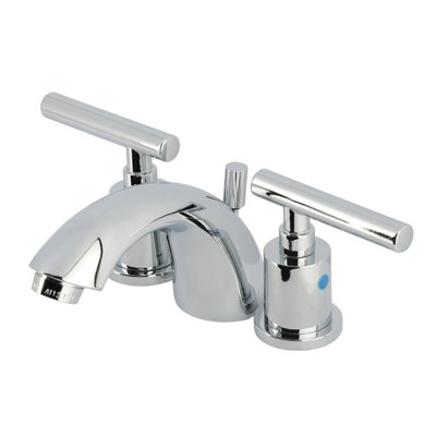 Kingston Brass Manhattan Two-Handle 3-Hole Deck Mount Mini-Widespread Bathroom Faucet with Pop-Up Drain