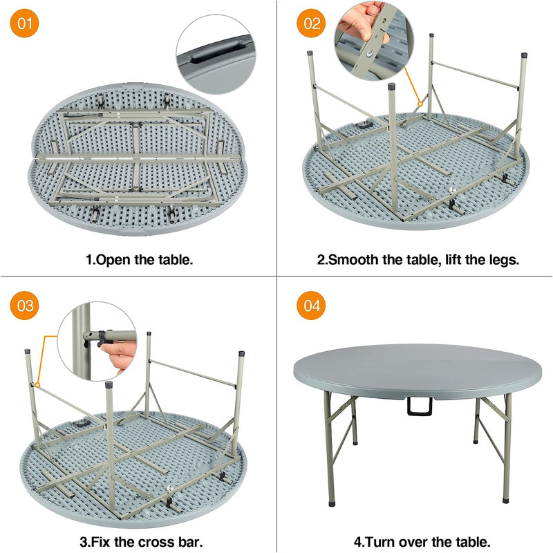 Table pliante portative 59 po, gris