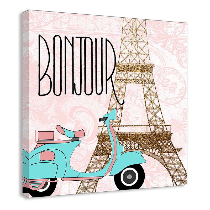 Bonjour paris 2, H 12 po x l 12 po x P 1,5 po, Toile