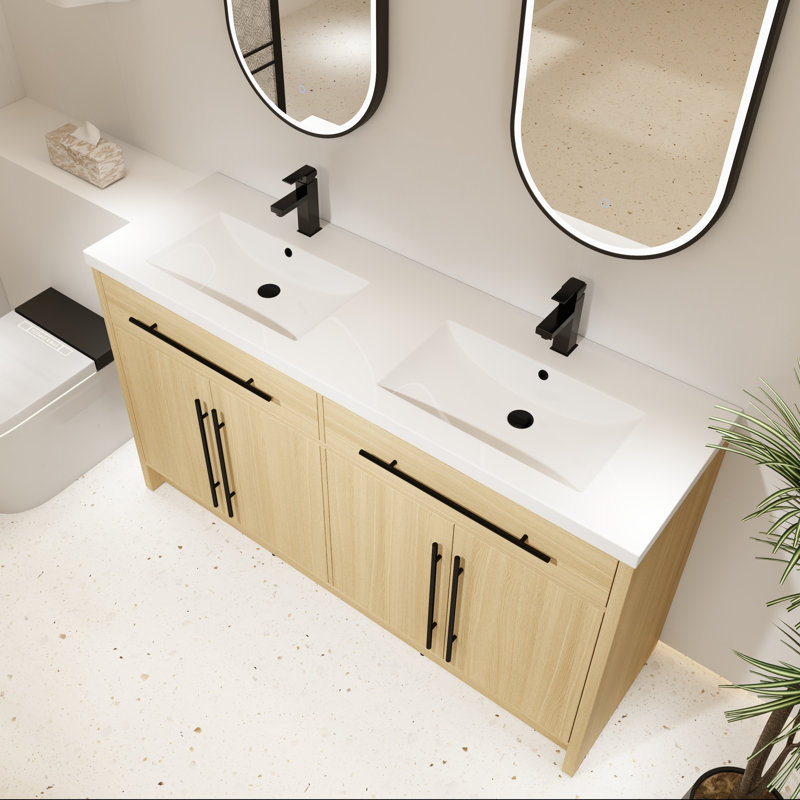 Meuble-lavabo 60 po en contreplaqué avec lavabo en résine, 60"