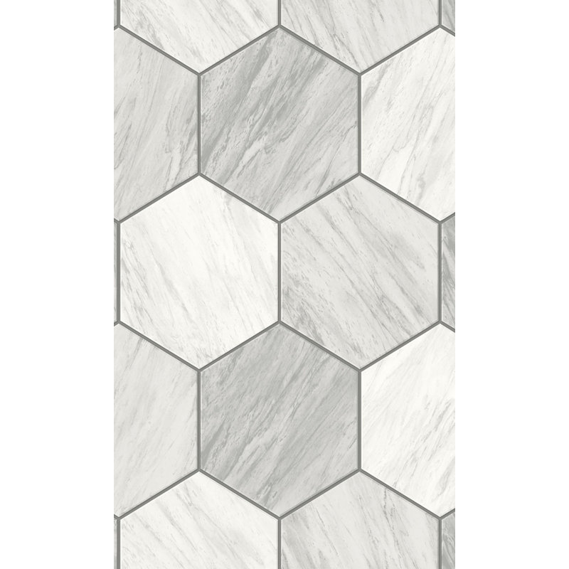 Panneau de papier peint L 33 pi x l 21 po Lakinna, Blanc / argenté