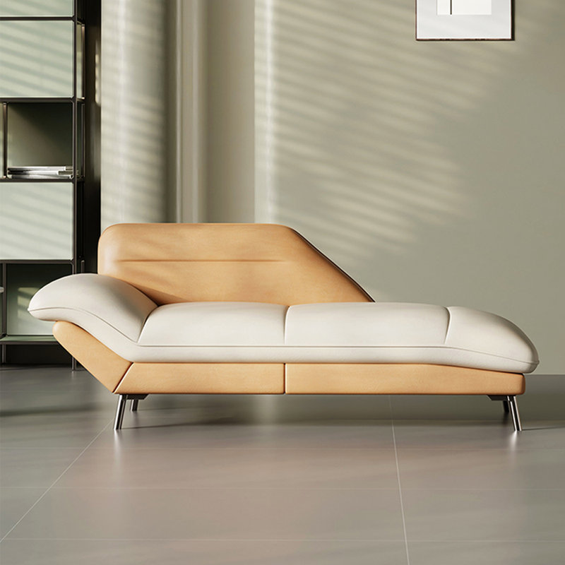 Méridiennes d'intérieur en cuir Living Room, Orienté à gauche (vu de face), Beige/Orange