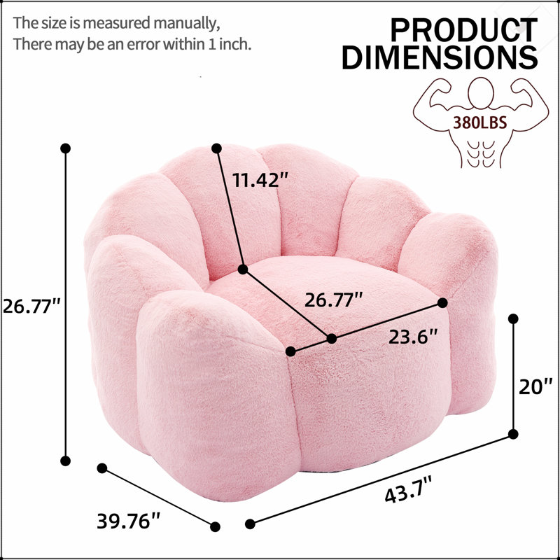Fauteuil à billes Lotus avec compression et anneau de traction pour faciliter le déplacement, aucune installation requise, convient au salon et à la chambre à coucher, rose