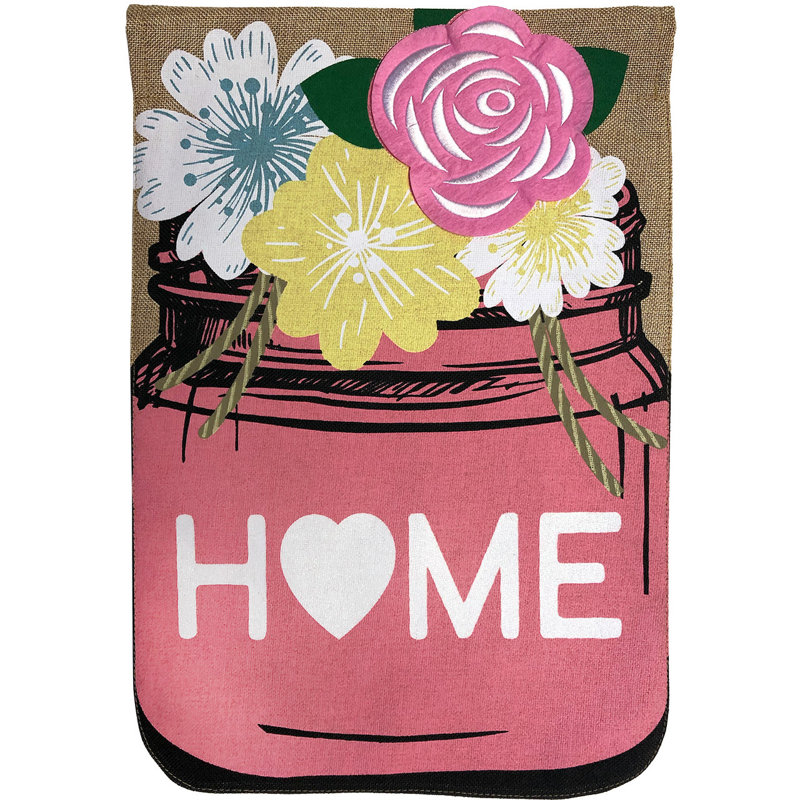 Home Mason Pot Spring Burlap Garden Flag
