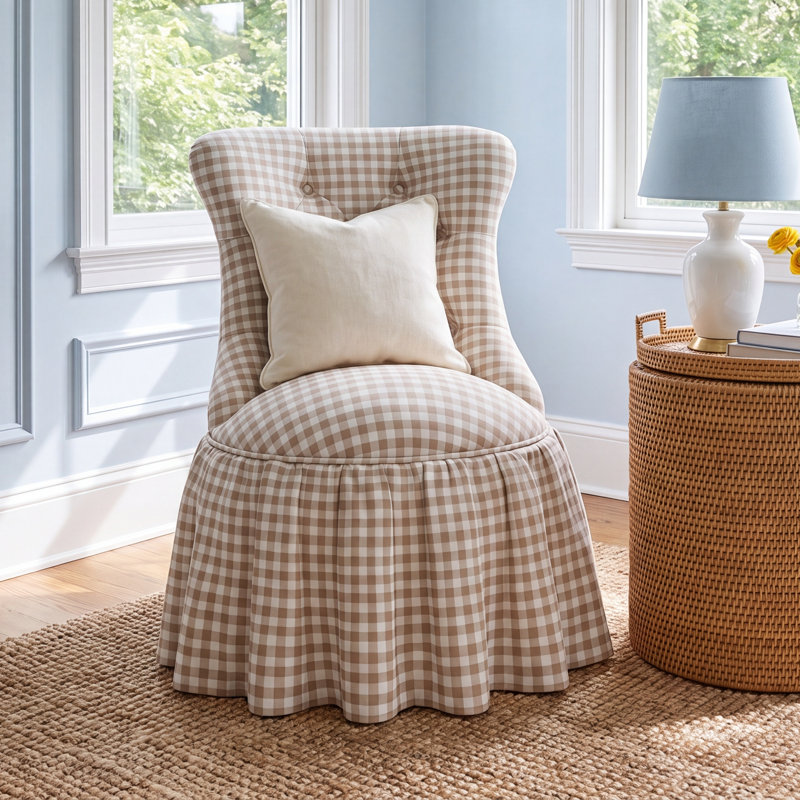 Minnie Upholstered Side Chair, Classic Gingham Tan