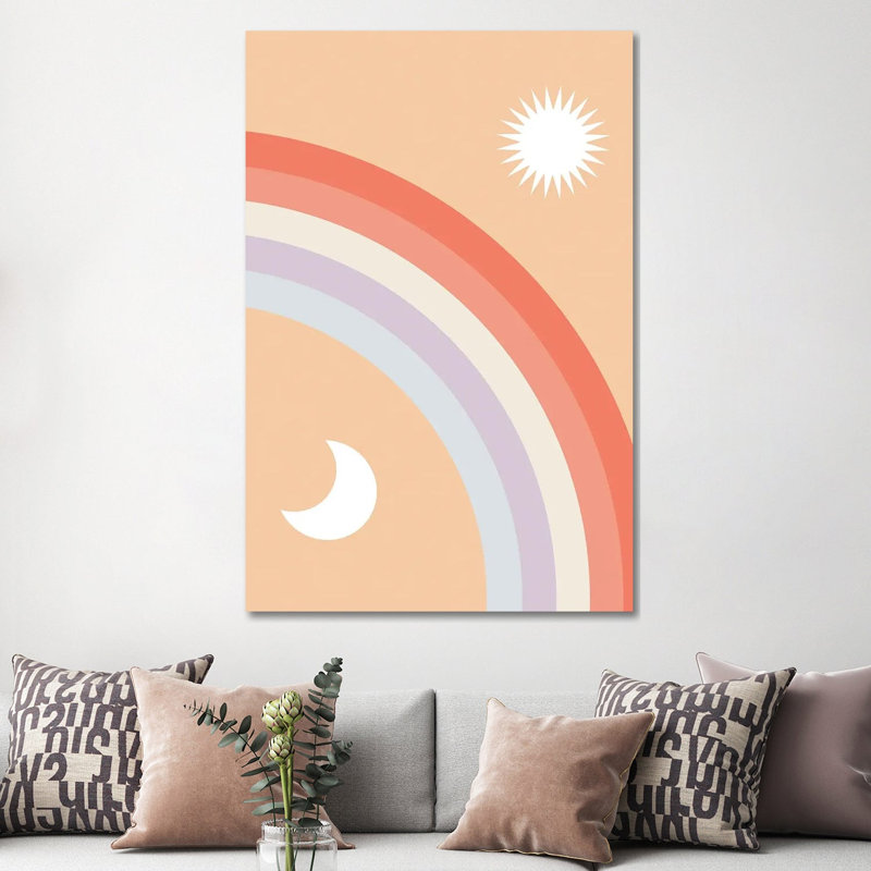 Rainbow Moon And Sun - Wrapped Canvas Print, 152.5 cm H x 101.5 cm W