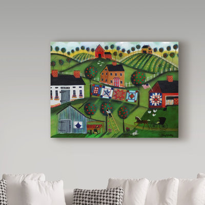 'Amish Folk Art Quilts' Acrylic Painting Print on Wrapped Canvas