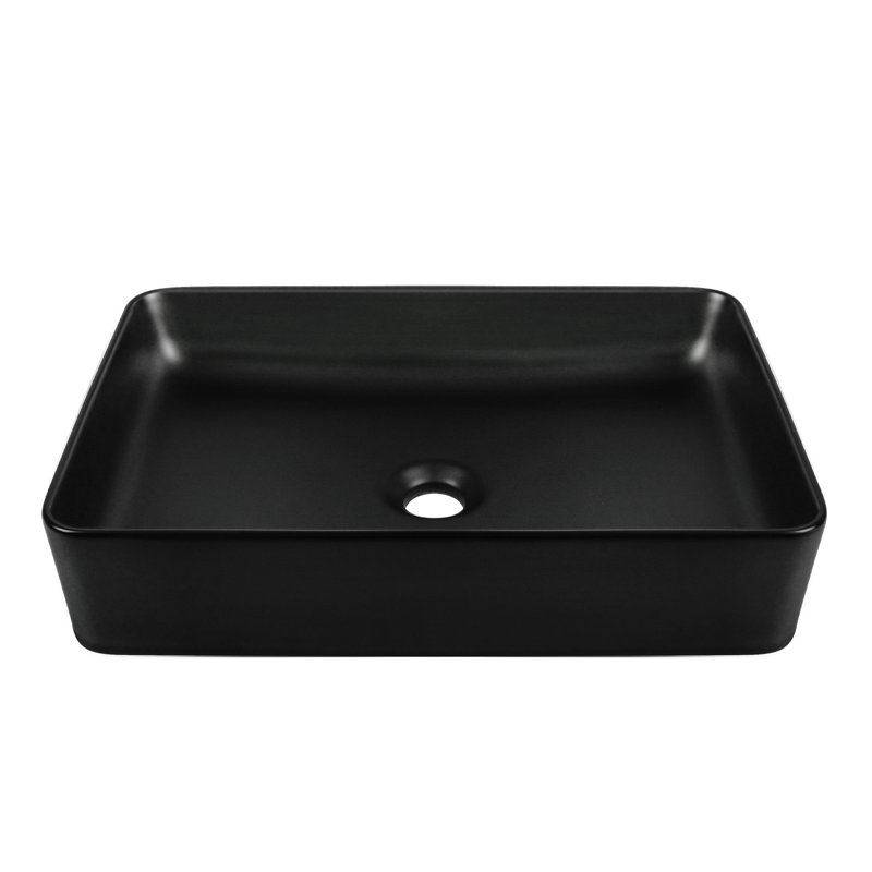 DeerValley 505 x 340 x 110mm Ceramic Rectangular Countertop Basin Bathroom Sink, Matte Black