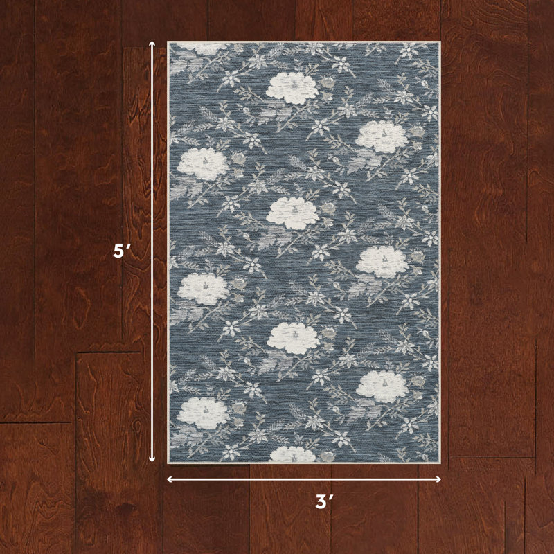 Laura Ashley Doreen Indoor Outdoor Area Rug, Navy Multi, 3' x 5'