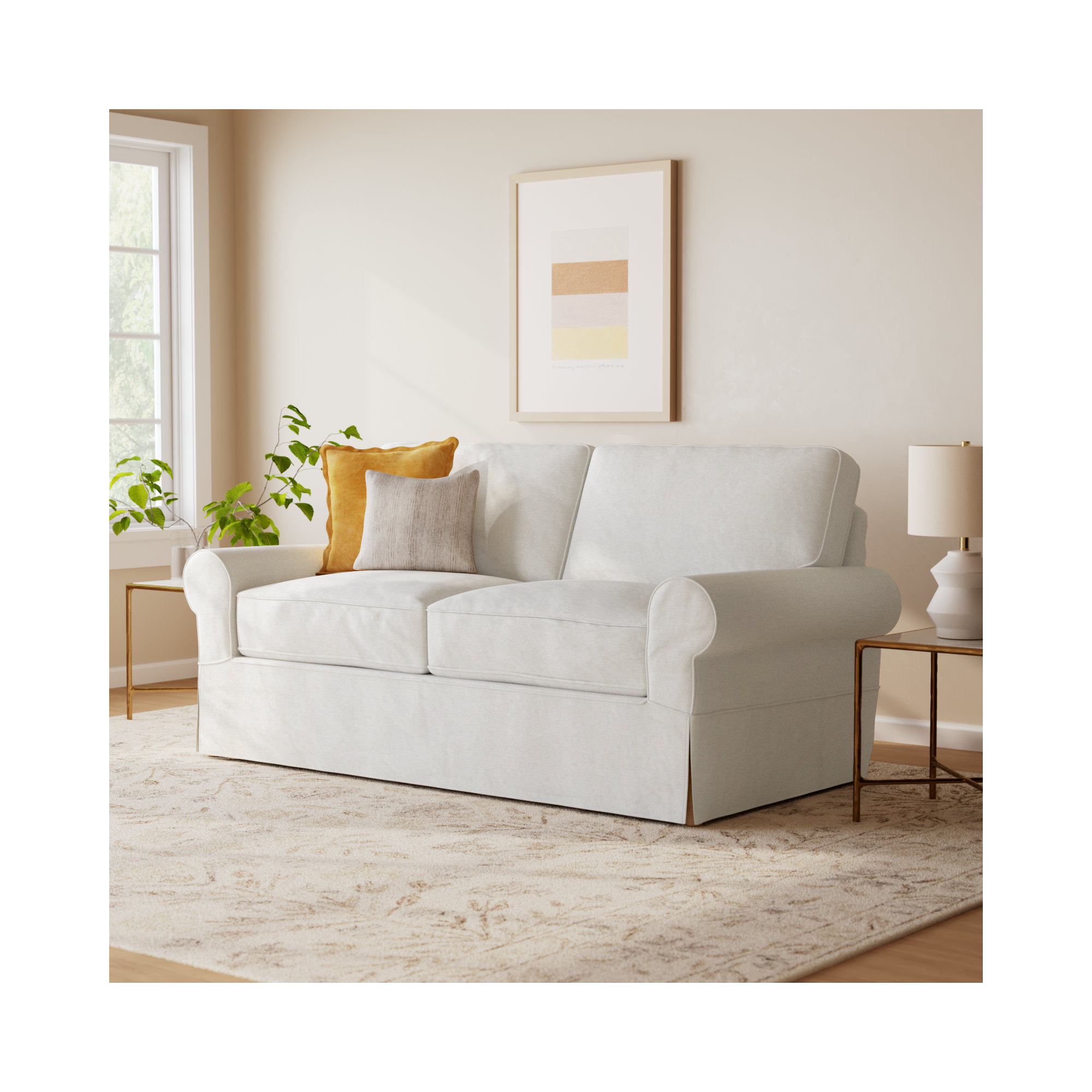 Porter 84'' Slipcovered Sofa, Nomad Snow Crypton® Chenille