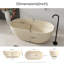 Baignoire autoportante de 150 cm (59 po) en résine de pierre à surface solide avec trop-plein et bonde escamotable, couleur lait-café-137451231