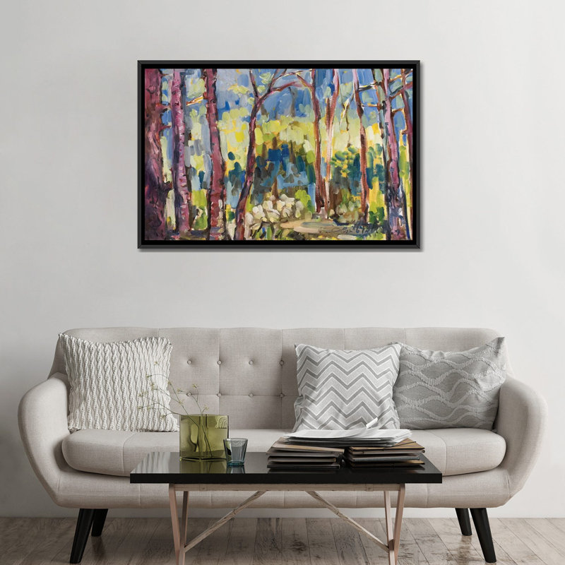 Impression sur toile brossy treeline i, H 18 po x l 26 po x P 1,5 po, Toile avec cadre noir, Pas de tapis
