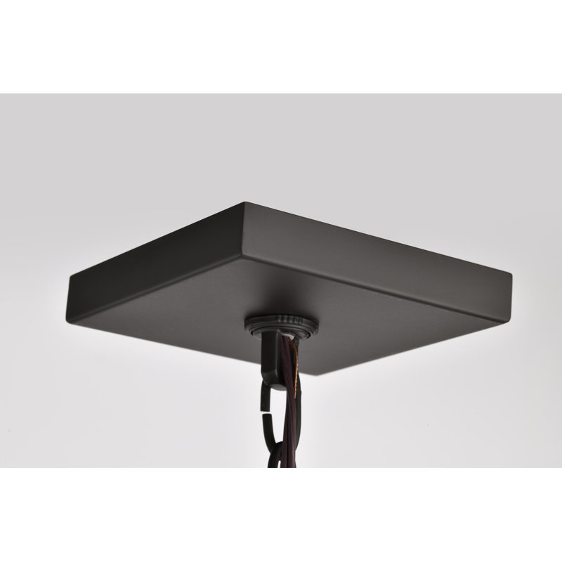 Lustre rectangulaire 4 lumières Azair, H 26,5 po x l 20 po x P 20 po, Bronze foncé