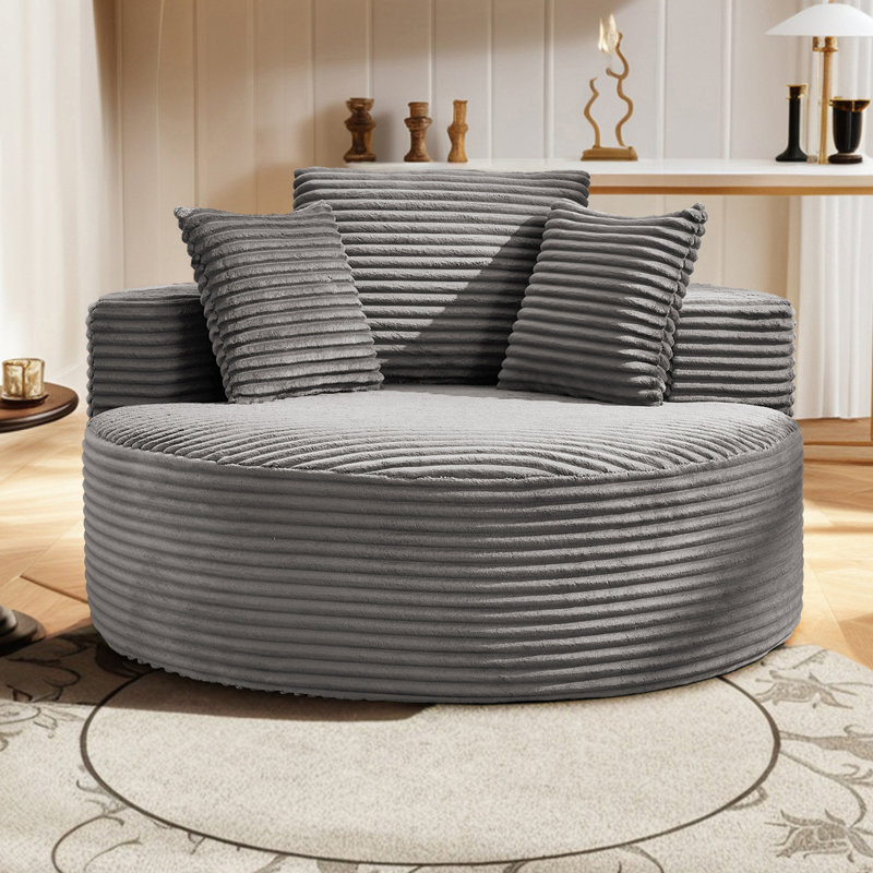 Fauteuil demi-tonneau rembourré Addisin, Gris