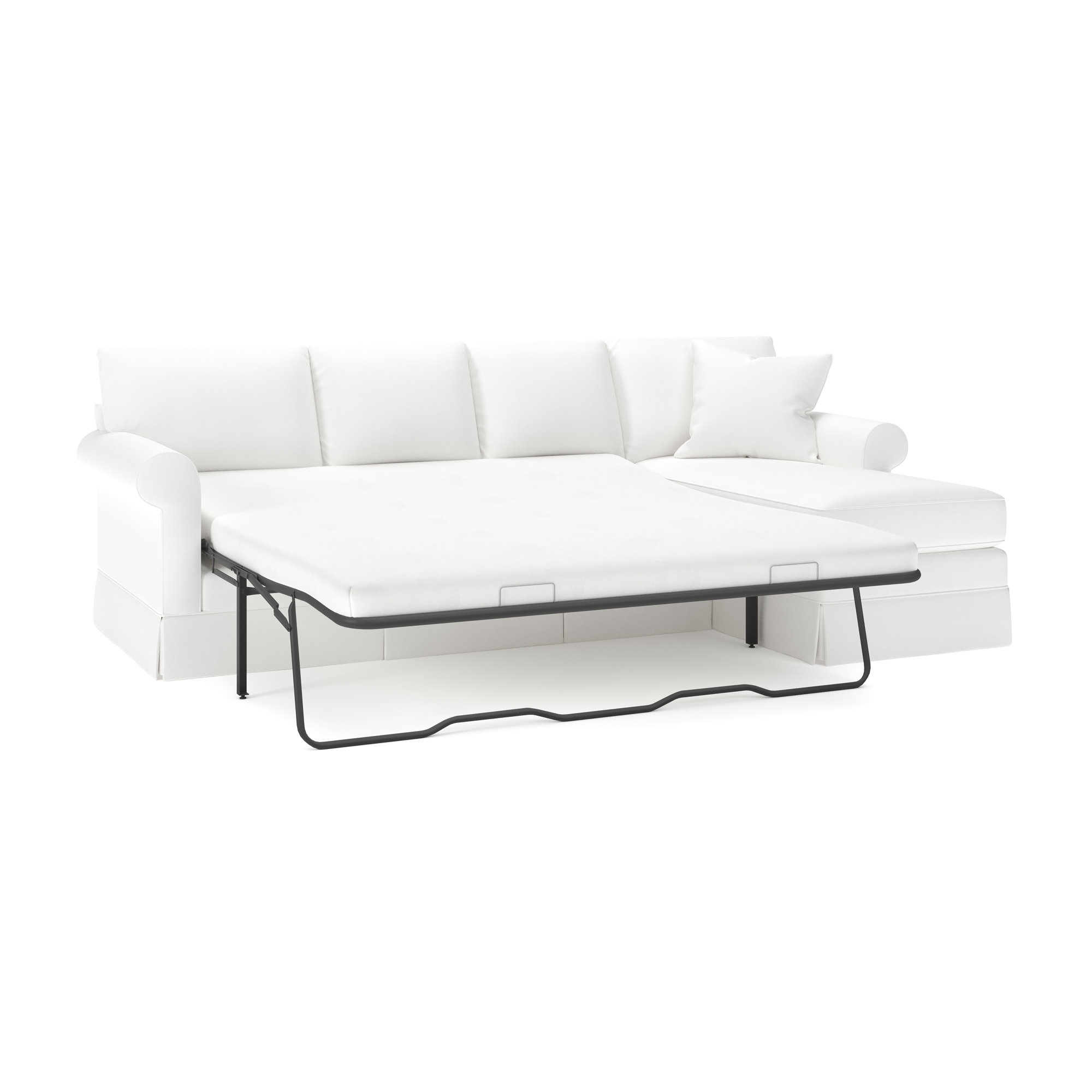 Friedman 2 - Piece Upholstered Sleeper Sectional, Right Hand Facing, Bayou Off White Canvas