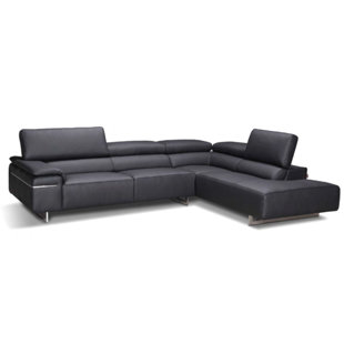 112" Wide Genuine Leather Right Hand Facing Corner Sectional
