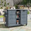 Chariot de barbecue pliable avec plateau en acier inoxydable, armoire à déchets, tablettes et roues réglables-126059427