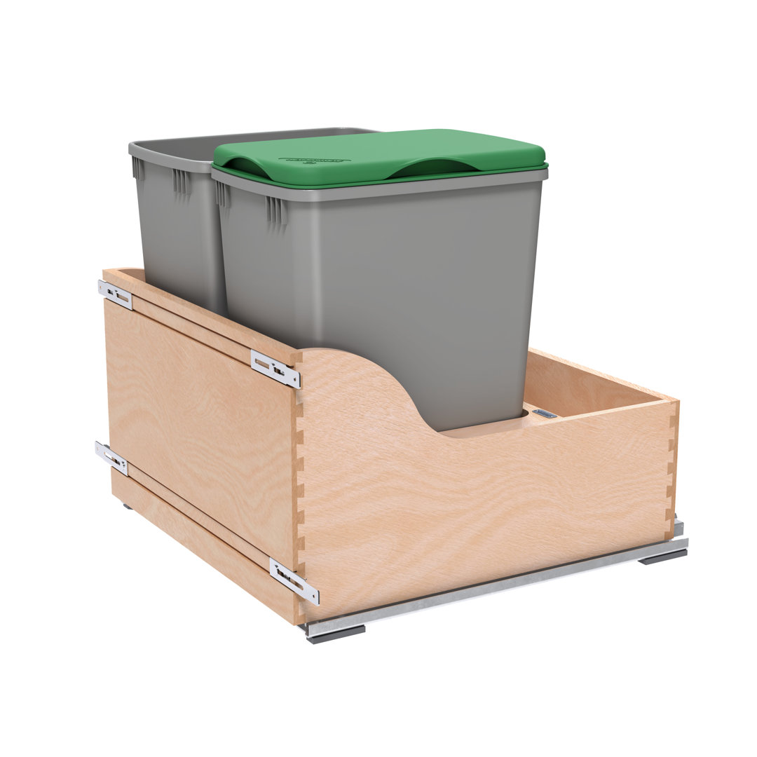 Wood Pullout Trash/Waste Container W/ Soft-Close Rev-A-Shelf 