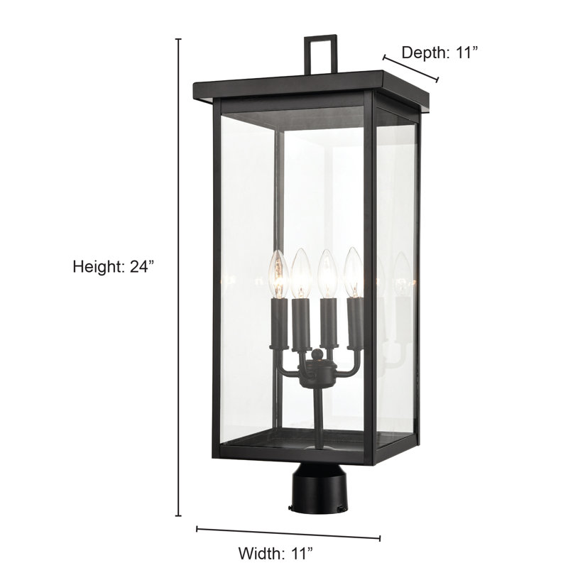 Schwager 4 Light 30" Tall Outdoor Single Head Post Light, Black