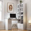Bureau en L blanc 55 po + rehausse - 4 armoires, tiroir, tablettes ouvertes, 77 po de hauteur, conception d'angle 2-en-1, 132 lb, centre de commande de bureau à domicile-8422218-8422219