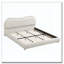 Structure de lit plateforme tapissier avec tête de lit arrondie à coins arrondis, lattes en bois, pieds en bois de chêne massif, tissu chenille-454041895