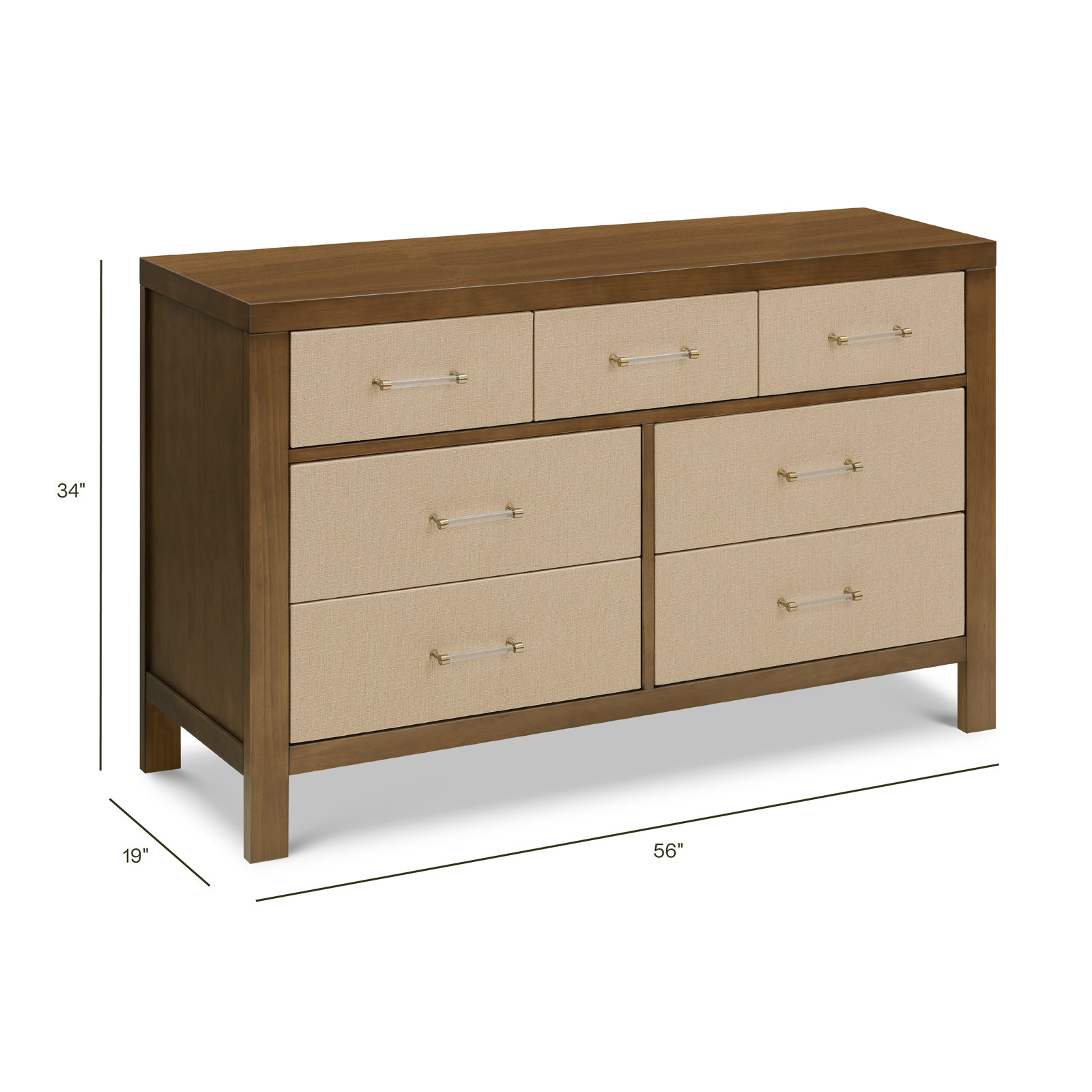 Eloise 7-Drawer Dresser, Natural Walnut/Performance Sand Eco Weave