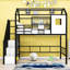 Lit mezzanine simple en métal avec toit, escalier et tablettes-1451872564