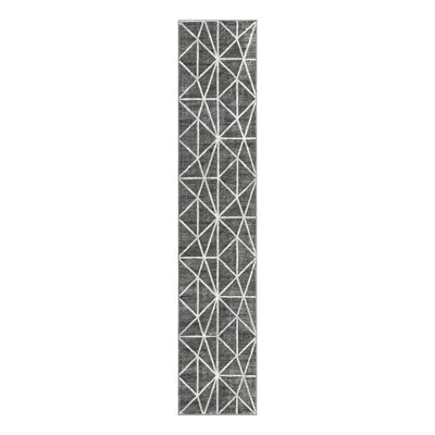 Tapis géométrique gris foncé / ivoire Oceola