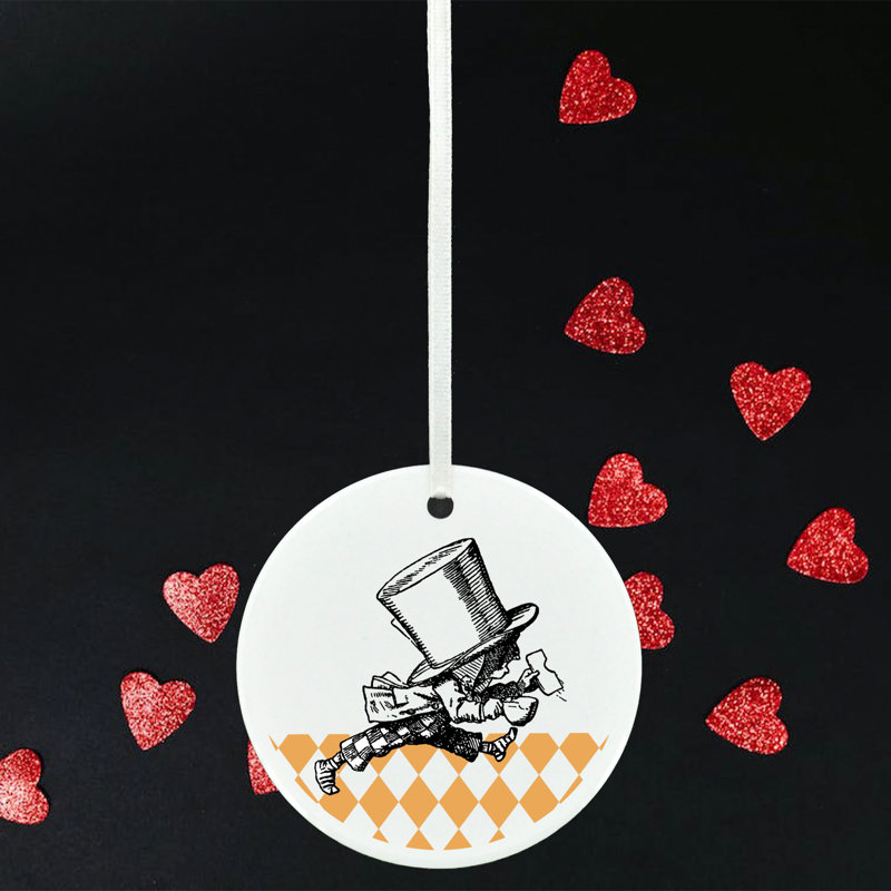 Mad Hatter Alice In Wonderland Circle Shaped Ceramic Ornament Bauble