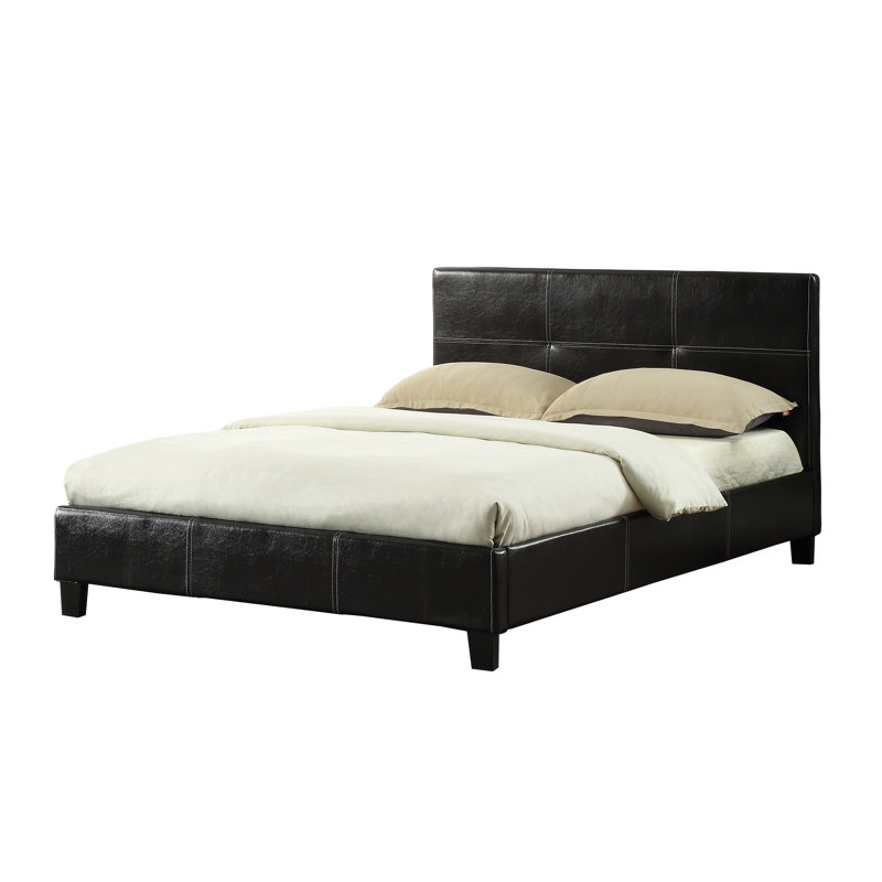 Lit plateforme tapissier Modern, Double, Noir
