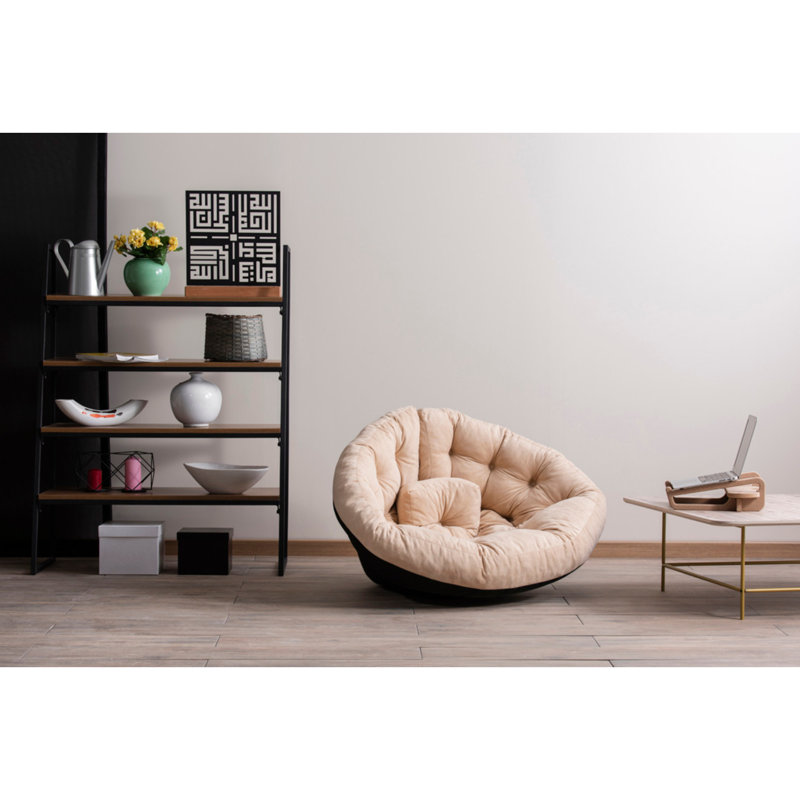 Fauteuil poire standard classique, 100 % polyester crème
