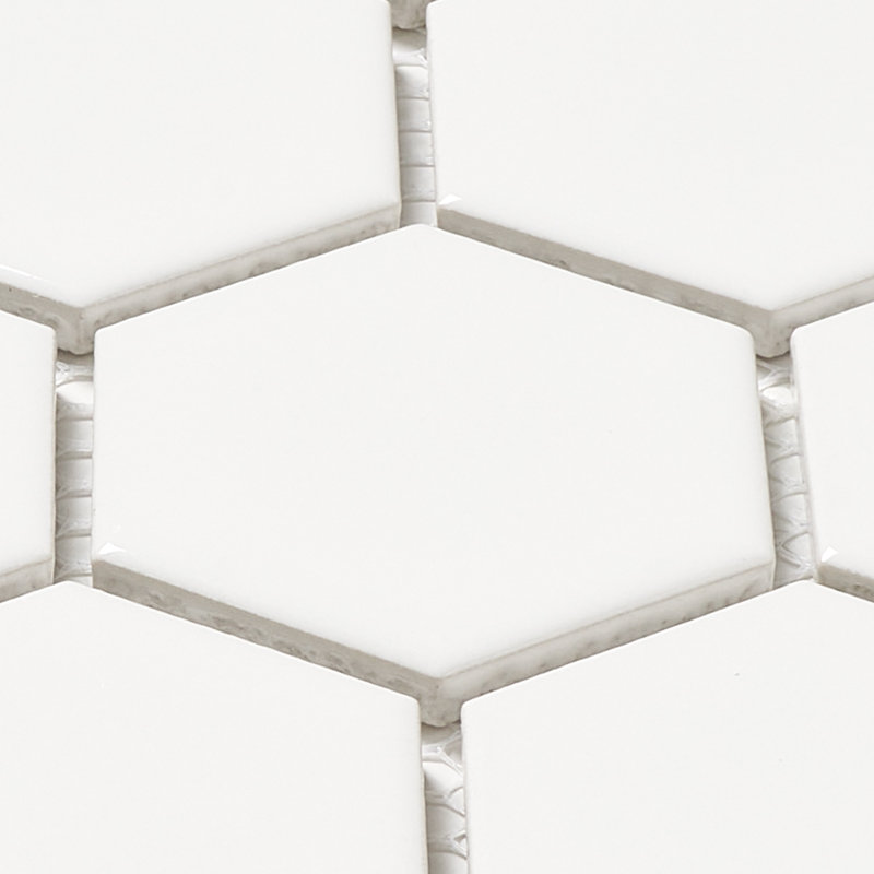 Carreau de mosaïque 2 po x 2 po en porcelaine nid d'abeille pour mur et plancher, Blanc brillant