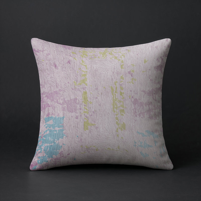 Coussin décoratif intérieur et extérieur Modern, Beige abstrait 46, Carré 16 po