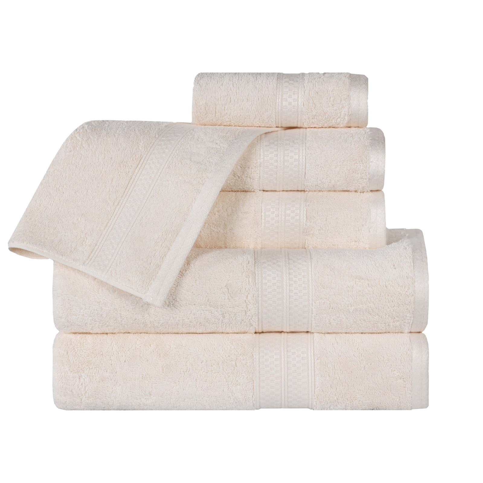 Nolhan 6-Piece Bamboo Cotton Towel Set, Ivory