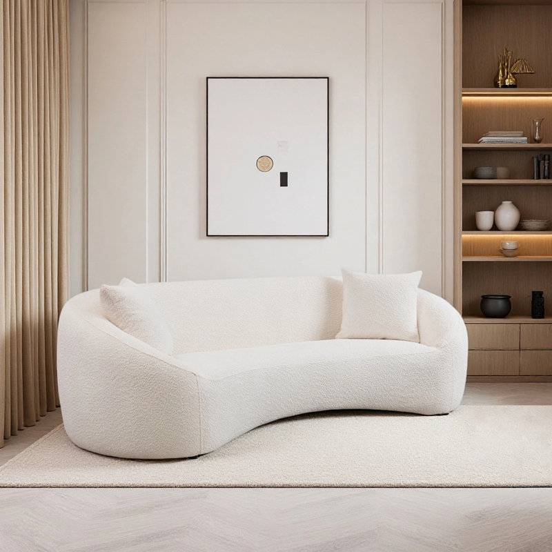 93.31" Minimalist Curved Sofa, 3 Seater, Fabric Upholstered Sofa, Tight Curved Back Cloud Couch For Living Room Apartment Office