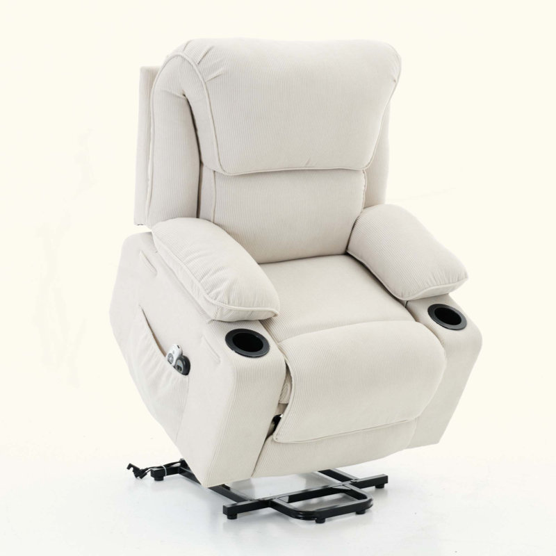Fauteuil inclinable chauffant et massant télécommandé, pour personnes âgées, Ivoire ivoire