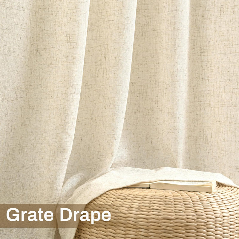 Janie Semi Sheer Curtain Panel Pair, Light Linen, 52" W x 96" L