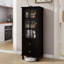 Armoire de rangement avec porte vitrée et 2 tiroirs, buffet autoportant étroit avec tablettes réglables