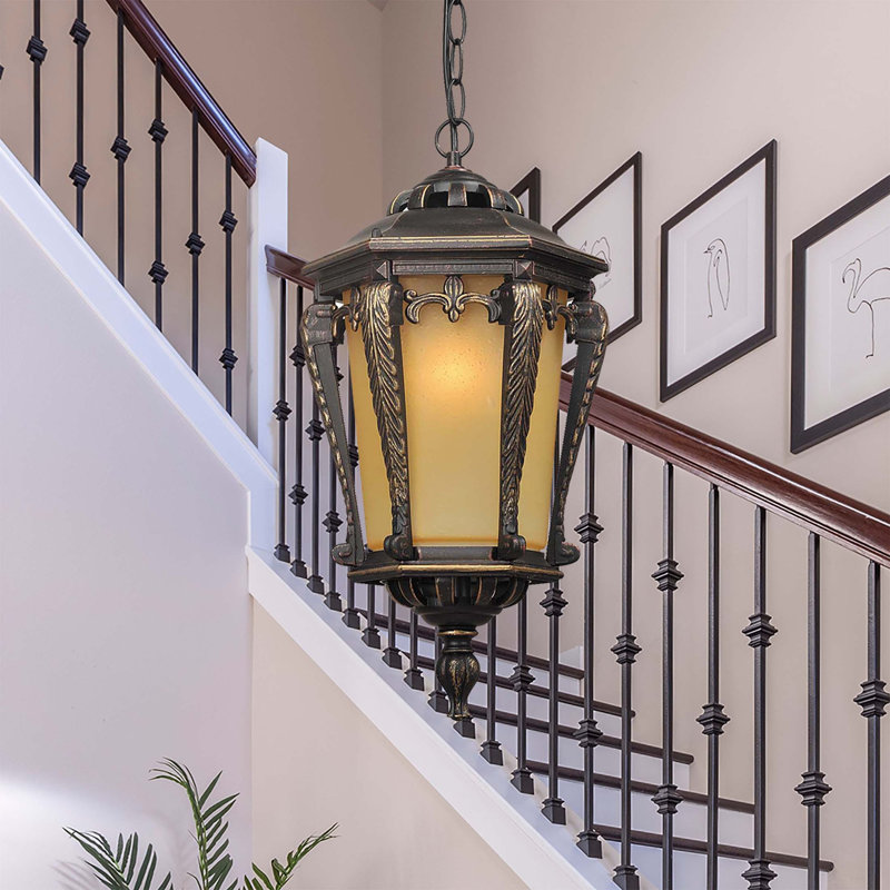 Mini-luminaire suspendu en aluminium rouille dorée à 1 lumière avec verre effilé champagne Bock