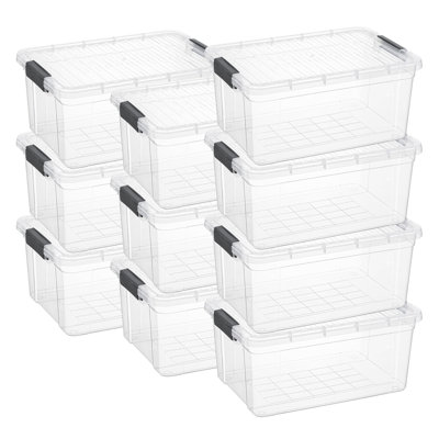  Clear Storage Box with Lid, 36 Quart Plastic Container Bins for Organizing, Stackable Crates, BPA Free, Non Toxic, Odour Free, Organizers for Home, Office, School, and Dorm,10 Pack