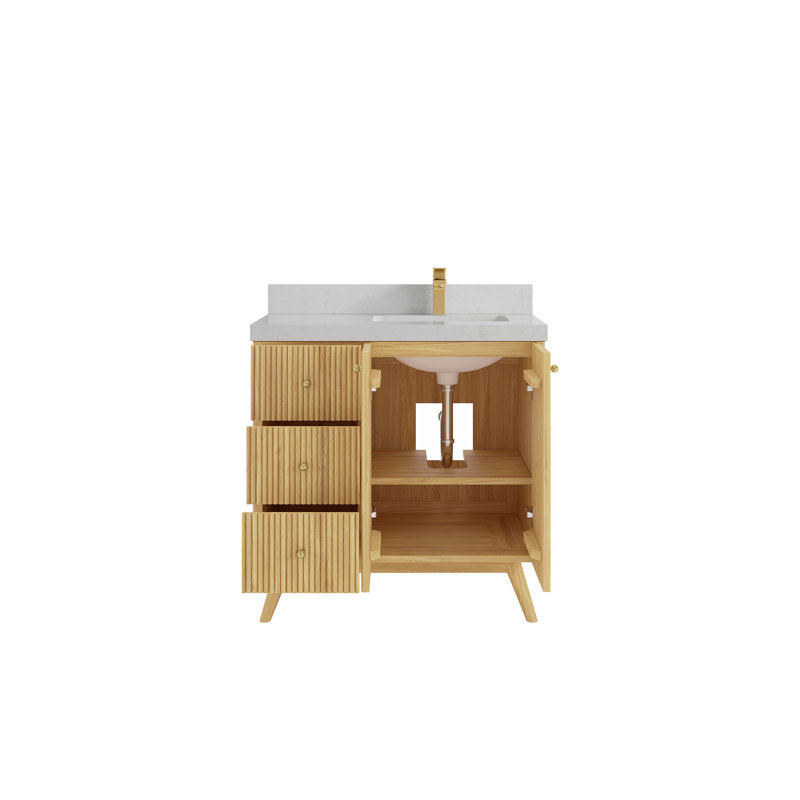 Izzat 36'' Single Bathroom Vanity with Quartz Top